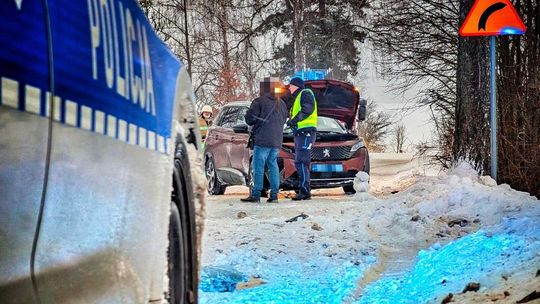 Dziecko w aucie, finał na drzewie. Zdarzenie na trasie Rogale – Widgiry