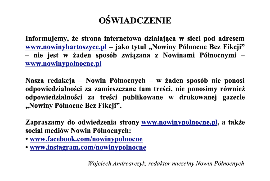 OŚWIADCZENIE
