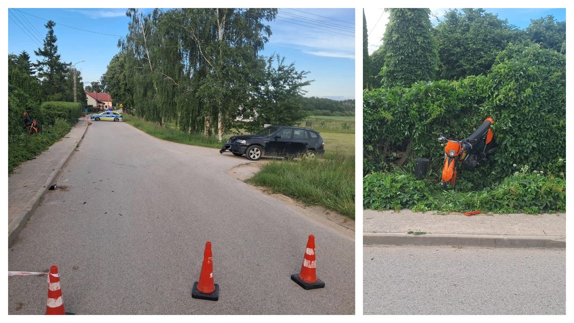 Zderzenie BMW z motocyklem w Kukowie. Jedna osoba trafiła do szpitala Zderzenie BMW z motocyklem w Kukowie. Jedna osoba trafiła do szpitala